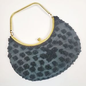 VINTAGE Goldco Beaded Crescent Evening Bag Clutch Purse